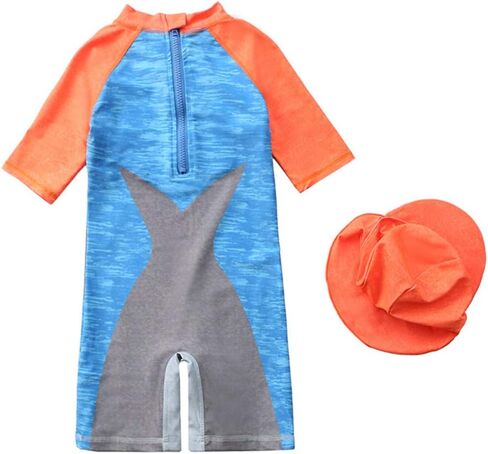 Baby Toddler Boys Swimsuit One Piece Zipper Bathing Suit Shark Sun Protection Rash Guard Swimwear Surfing Suit in Kuwait