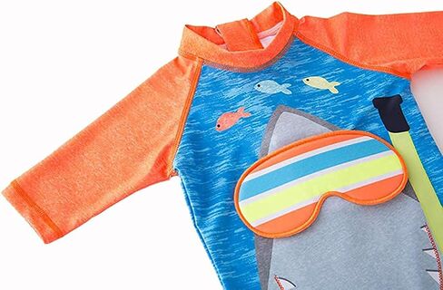 Baby Toddler Boys Swimsuit One Piece Zipper Bathing Suit Shark Sun Protection Rash Guard Swimwear Surfing Suit in Kuwait