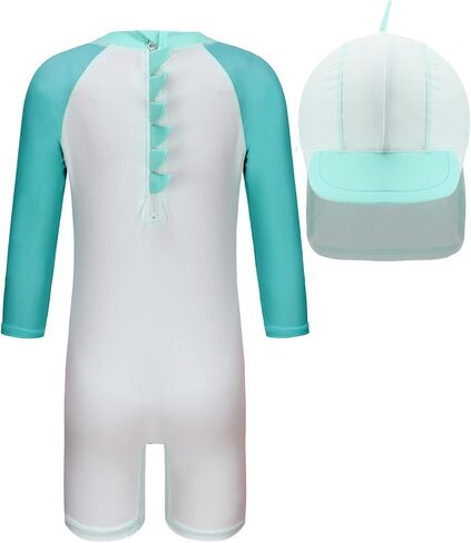 Baby Toddler One-Piece Swimsuit Rashguard Swimwear Zipper Bathing Suit Infant Sunsuit UPF50+ Sun Protection with Hat in Saudi Arabia