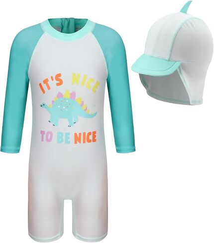 Baby Toddler One-Piece Swimsuit Rashguard Swimwear Zipper Bathing Suit Infant Sunsuit UPF50+ Sun Protection with Hat in Saudi Arabia