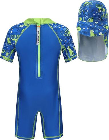 طفل رضيع قطعة واحدة ملابس السباحة Rashguard ملابس السباحة سستة ثوب السباحة الرضع Sunsuit UPF50 + الحماية من الشمس مع قبعة in Kuwait