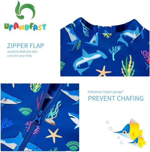 upandfast Baby Boys/Girls Zipper Swimwear with Snap Bottom UPF 50+ Sun Protection Toddler One Piece Swimsuit in Kuwait