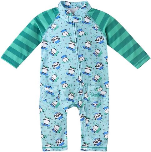 UV SKINZ Baby Boy Swimsuit - One Piece, Full Body Sunsuit with UPF 50+ | Rash Guard, 4 Way Stretch, Swim Knit Sun Fabric, Quick Drying, Full Front Zipper, Front Pockets, Full Neck Coverage in Saudi Arabia