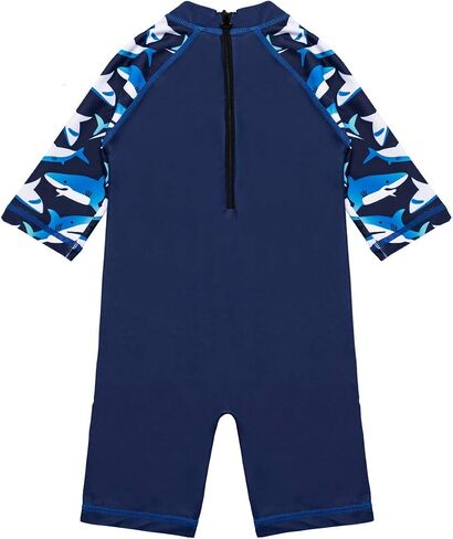 Toddler Baby Boys One Piece Swimsuit Set Rash Guard Sunsuit Sun Protection Summer Swimwear with Hat in Kuwait