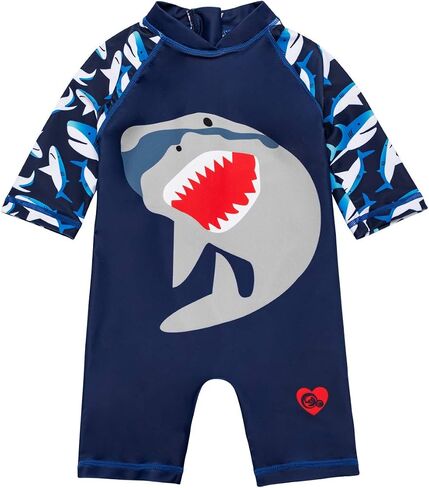 Toddler Baby Boys One Piece Swimsuit Set Rash Guard Sunsuit Sun Protection Summer Swimwear with Hat in Kuwait