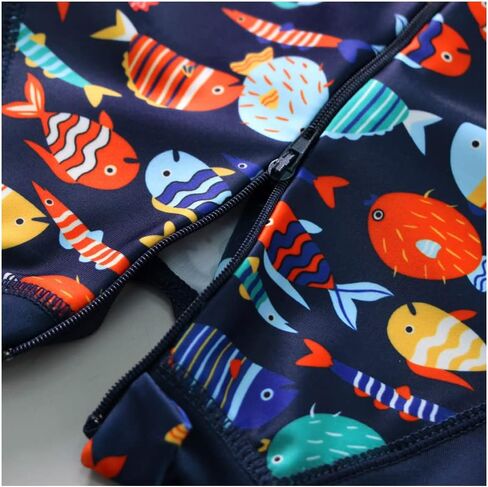 Toddler Baby Boys One Piece Swimsuit Set Rash Guard Sunsuit Sun Protection Summer Swimwear with Hat in Kuwait