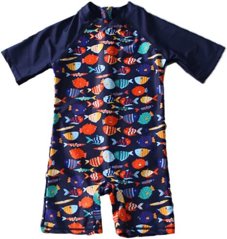 Toddler Baby Boys One Piece Swimsuit Set Rash Guard Sunsuit Sun Protection Summer Swimwear with Hat in Kuwait