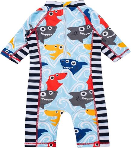 Toddler Baby Boys One Piece Swimsuit Set Rash Guard Sunsuit Sun Protection Summer Swimwear with Hat in Kuwait