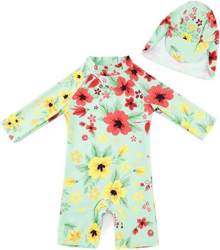 upandfast Baby/Toddler Swimsuit UPF 50+ Sun Protection One Piece Zipper Bathing Suit with Sun Hat Infant Beach Swimwear in Saudi Arabia