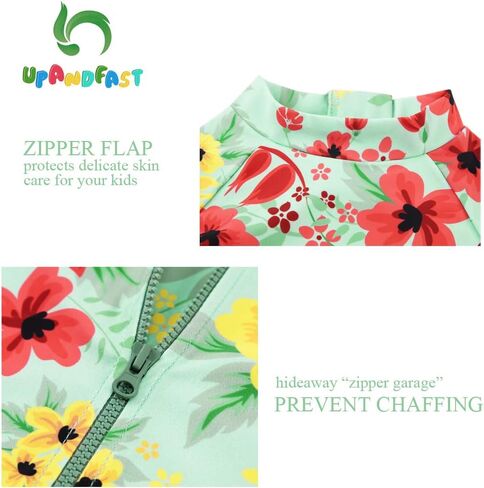 upandfast Baby/Toddler Swimsuit UPF 50+ Sun Protection One Piece Zipper Bathing Suit with Sun Hat Infant Beach Swimwear in Saudi Arabia
