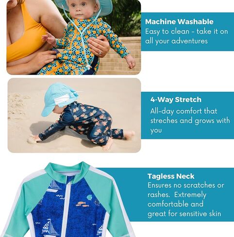SwimZip Boys' Long-Sleeve UPF 50+ Swimsuit for Baby, Toddler, & Little Boys in Kuwait