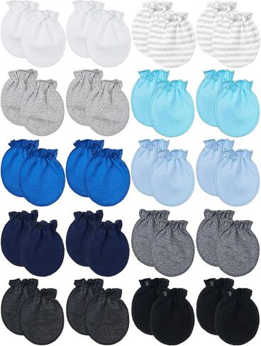20 Pairs Newborn Baby Boys Girls Mittens 0-6 Months Infant Toddler Mittens No Scratch Solid Color Gloves in Saudi Arabia