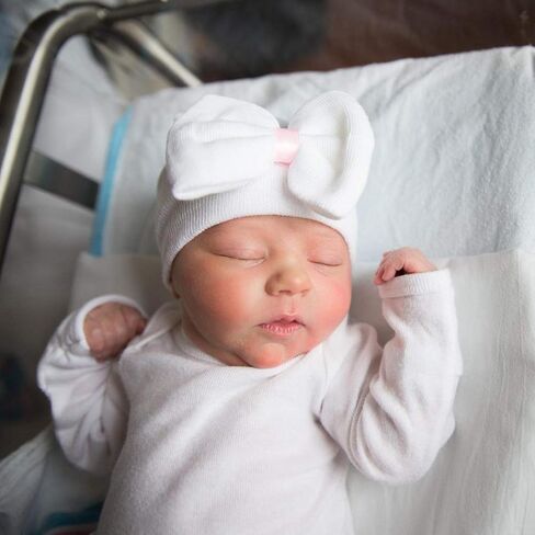 BQUBO Newborn Baby Caps Mittens for Baby Girls Set Hospital Hat Beanie Infant Hats with Bow Baby Scratch Mitten Gloves in Kuwait