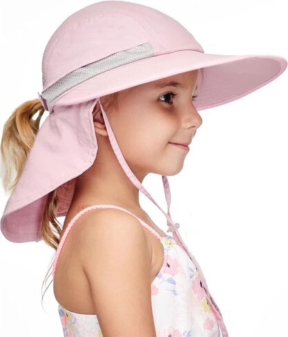 Camptrace Toddler Kids Sun Hat UPF 50+ with Neck Flap Ponytail Hole | 100% Quick-Dry Nylon, Wide Shield Blocks 99% UV, Cooling Mesh Vents, Adjustable Chin Strap, Packable for Swim Trips in Saudi Arabia