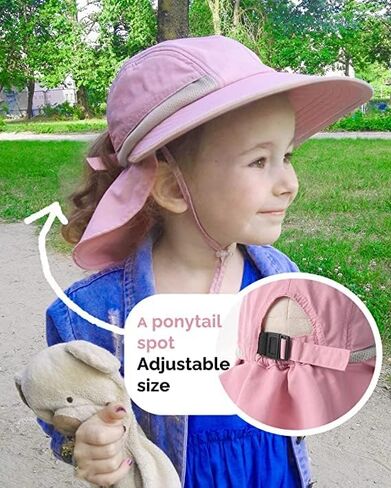 Camptrace Toddler Kids Sun Hat UPF 50+ with Neck Flap Ponytail Hole | 100% Quick-Dry Nylon, Wide Shield Blocks 99% UV, Cooling Mesh Vents, Adjustable Chin Strap, Packable for Swim Trips in Saudi Arabia