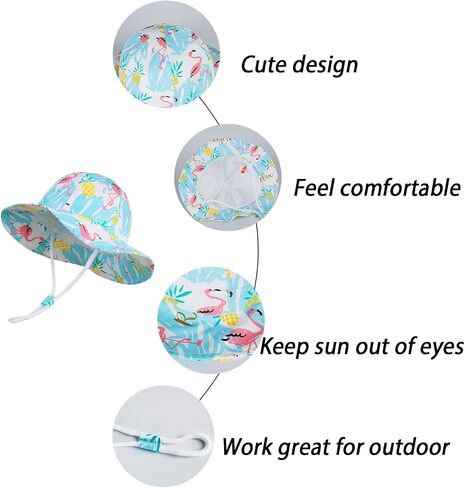 LANGZHEN UPF Beach Sun Protection Hat for Baby Girls Adjustable Toddler Kids Hat Wide Brim Summer Play Hat with Chin Strap in Saudi Arabia