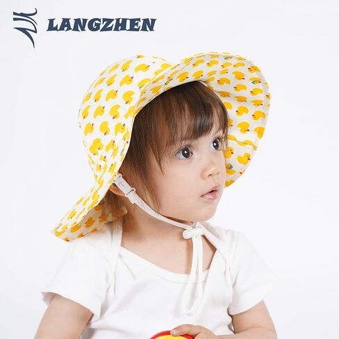 LANGZHEN UPF Beach Sun Protection Hat for Baby Girls Adjustable Toddler Kids Hat Wide Brim Summer Play Hat with Chin Strap in Saudi Arabia
