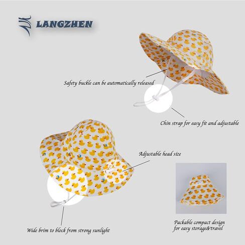 LANGZHEN UPF Beach Sun Protection Hat for Baby Girls Adjustable Toddler Kids Hat Wide Brim Summer Play Hat with Chin Strap in Saudi Arabia