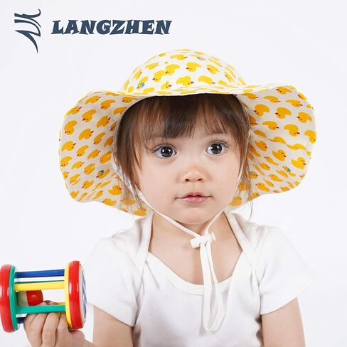 LANGZHEN UPF Beach Sun Protection Hat for Baby Girls Adjustable Toddler Kids Hat Wide Brim Summer Play Hat with Chin Strap in Saudi Arabia