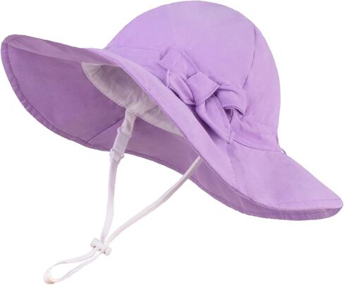 LANGZHEN UPF Beach Sun Protection Hat for Baby Girls Adjustable Toddler Kids Hat Wide Brim Summer Play Hat with Chin Strap in Kuwait