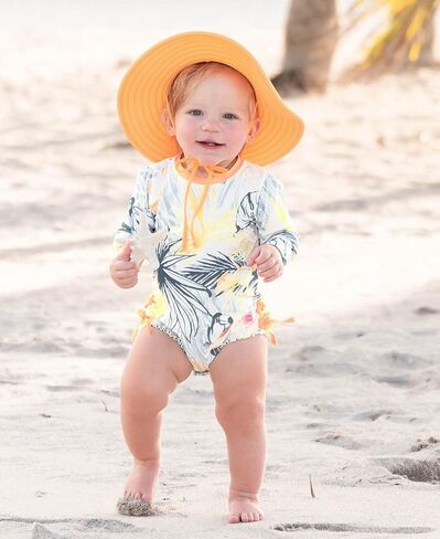 RuffleButts Toddler Girls UPF 50+ - Wide Brim Sun Hat | 80% Nylon 20% Spandex, Reversible Polka Dots, Adjustable Fit, Beach And Pool Use, Hand Wash Only in Saudi Arabia