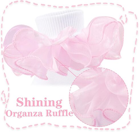 Girls Ruffle Socks Double Lace Frilly Dress Socks Kids Turn Cuff Socks for Toddler Little Girls 2/3 Pack in Kuwait