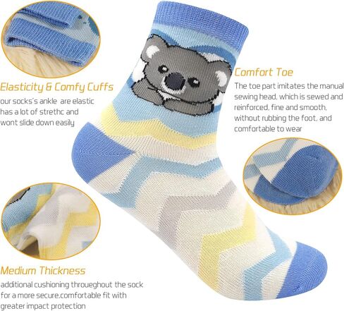 Kids Cotton Ankle Animal Socks - Cute Cartoon Crew Socks Soft Funny Childs Socks Breathable Toddler Sock for Boys Girls in Saudi Arabia