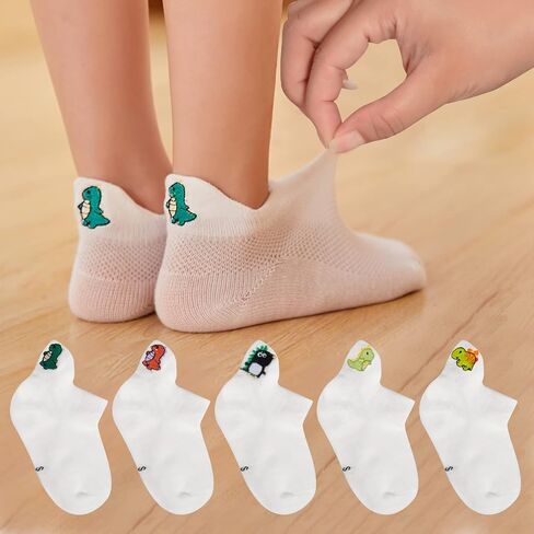 5 Pack Baby Girls Boys Mesh Thin Socks Cotton Low Cut Kids Toddler No Show Ankle Socks 1-12T Soft White/Multicolor in Saudi Arabia