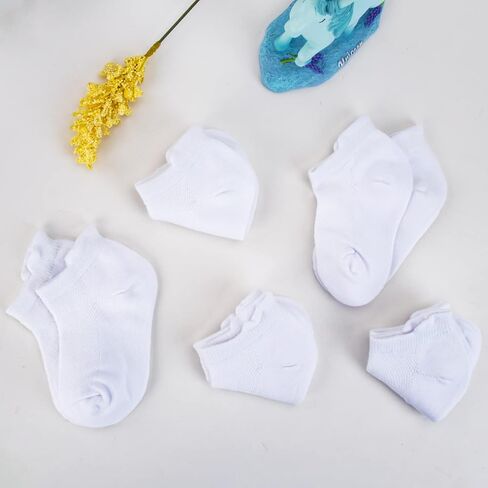 Looching 5 Pack Baby Girls Boys Mesh Thin Socks Cotton Low Cut Kids Toddler No Show Ankle Socks 1-12T Soft White/Multicolor in Kuwait