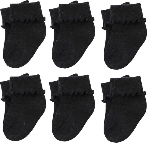 6 &12 Pairs Infant Toddler Baby Kids Turn Cuff Ruffle Cotton Socks in Saudi Arabia