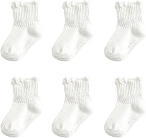 Zumou Toddler Anti Slip Non Skid Socks Baby Little Girls Frilly Ruffle 6 Pairs in Saudi Arabia