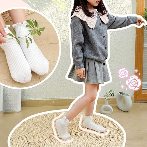 Zumou Toddler Anti Slip Non Skid Socks Baby Little Girls Frilly Ruffle 6 Pairs in Saudi Arabia