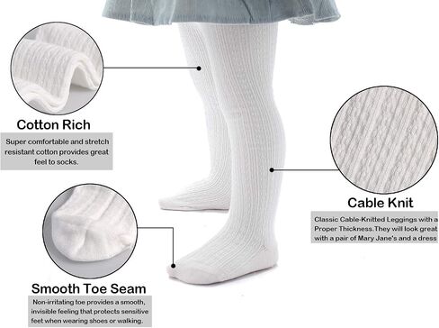 EPEIUS Baby Girls Tights Cable Knit Leggings Stockings Cotton Pantyhose for Newborn Infants Toddlers 3/6 Pack in Saudi Arabia