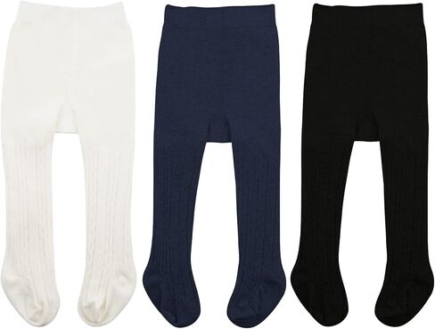 Zando Cable Knit Toddler Tights Baby Seamless Leggings Girls Stockings | Soft Cotton, Stretchy, Durable, Thick Warm for Fall Winter Outfit, Footed Pantyhose for School Under Dress, Cute for Photos in Saudi Arabia