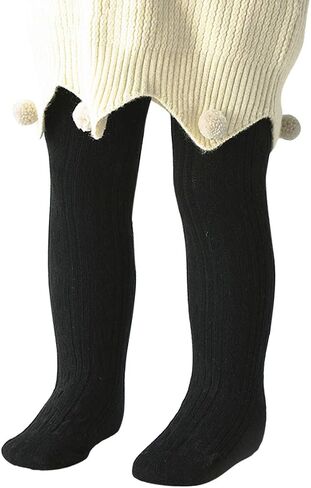 Baby Toddler Girls Cable Knit Tights, Non-Slip Footed Stockings | Cable Knit Texture, Non-Slip Sole Design, Footed Tight Style, Baby Girl Fit, Newborn to Toddler Sizes in Kuwait