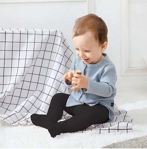 Baby Toddler Girls Cable Knit Tights, Non-Slip Footed Stockings | Cable Knit Texture, Non-Slip Sole Design, Footed Tight Style, Baby Girl Fit, Newborn to Toddler Sizes in Kuwait