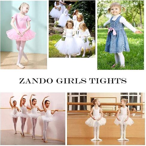 Zando Ultra Soft Toddler Ballet Tights Seamless Baby Girl Stockings 1-6T | Opaque Skin-Friendly Footed Tights, Comfort Stretch Fit, Vibrant Colors, Daily Wear, Ballet Dance Class, Halloween, Christmas in Saudi Arabia