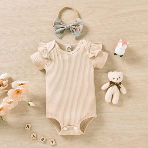 Aalizzwell Baby Girls Ribbed Bodysuit Pants Outfits Spring Summer Clothes in Kuwait