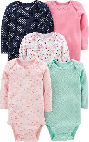 Simple Joys by Carter's Baby Girls 5-pack Long-sleeve Bodysuit in Saudi Arabia