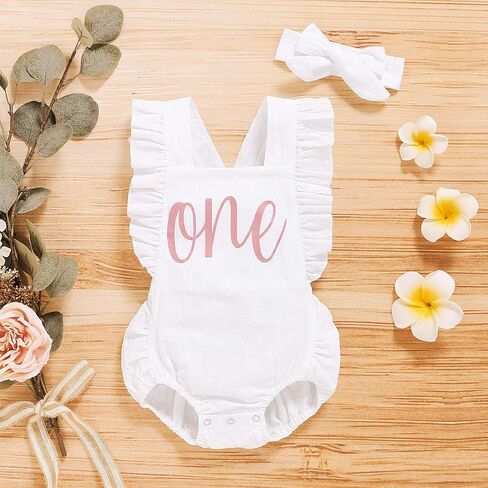 Shalofer Baby Girl First Birthday Outfit 1st Birthday Bodysuit with Headband in Saudi Arabia