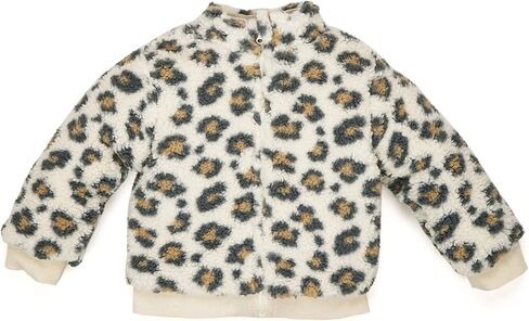 سترة Minicoco للأطفال الصغار من الصوف للملابس الخارجية الدافئة للفتيات الصغيرات بسحاب لأعلى معطف الخريف والشتاء، سويت شيرت كرتوني، طباعة الفهد in Kuwait