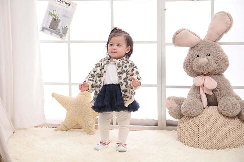 سترة Minicoco للأطفال الصغار من الصوف للملابس الخارجية الدافئة للفتيات الصغيرات بسحاب لأعلى معطف الخريف والشتاء، سويت شيرت كرتوني، طباعة الفهد in Kuwait