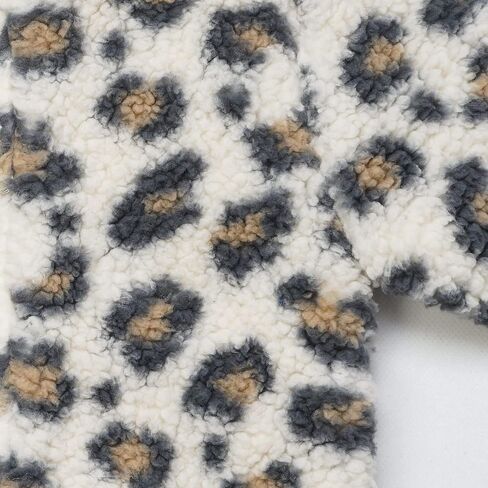 سترة Minicoco للأطفال الصغار من الصوف للملابس الخارجية الدافئة للفتيات الصغيرات بسحاب لأعلى معطف الخريف والشتاء، سويت شيرت كرتوني، طباعة الفهد in Kuwait