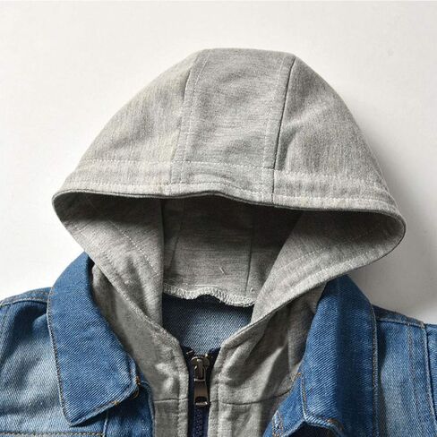 SOFEON Toddler Baby Boy Girls Denim Jacket Button Down Basic Ripped Hoodie Jeans Coat Kid Cowboy Outwear Casual Clothes in Kuwait