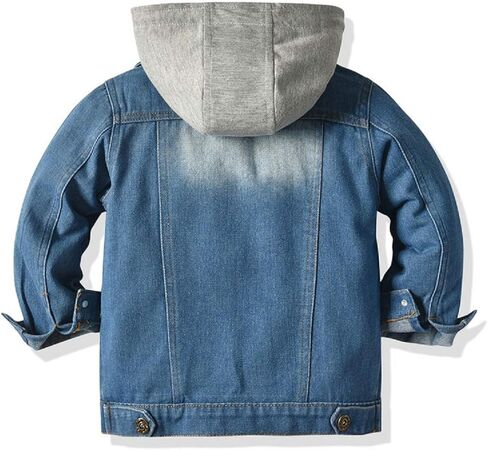 SOFEON Toddler Baby Boy Girls Denim Jacket Button Down Basic Ripped Hoodie Jeans Coat Kid Cowboy Outwear Casual Clothes in Kuwait