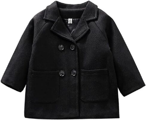 MoZiKQin Toddler Baby Boys Girls Wool Coat Winter Warm Double Breasted Trench Coat Kids Jacket Outwear Clothes in Kuwait
