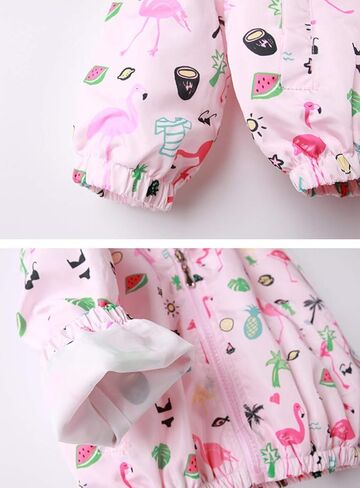 Feidoog Kids Baby Toddler Girls Cartoon Spring Fall Outerwear Windbreaker Zipper Hooded Jackets Coat in Kuwait