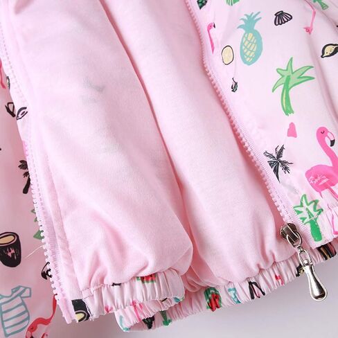 Feidoog Kids Baby Toddler Girls Cartoon Spring Fall Outerwear Windbreaker Zipper Hooded Jackets Coat in Kuwait