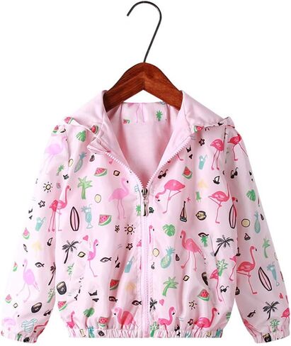 Feidoog Kids Baby Toddler Girls Cartoon Spring Fall Outerwear Windbreaker Zipper Hooded Jackets Coat in Kuwait