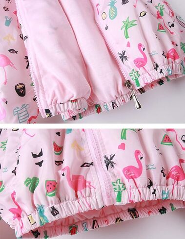 Feidoog Kids Baby Toddler Girls Cartoon Spring Fall Outerwear Windbreaker Zipper Hooded Jackets Coat in Kuwait